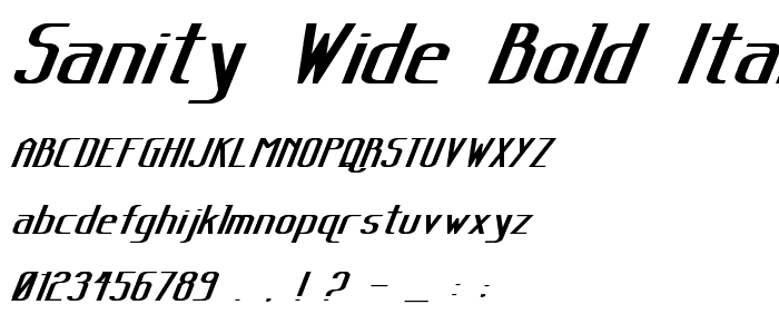 Sanity Wide Bold Italic font